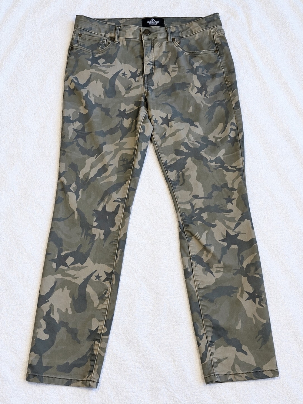 Jordache Mid Rise Skinny Camo Star Print Pants Size 12
